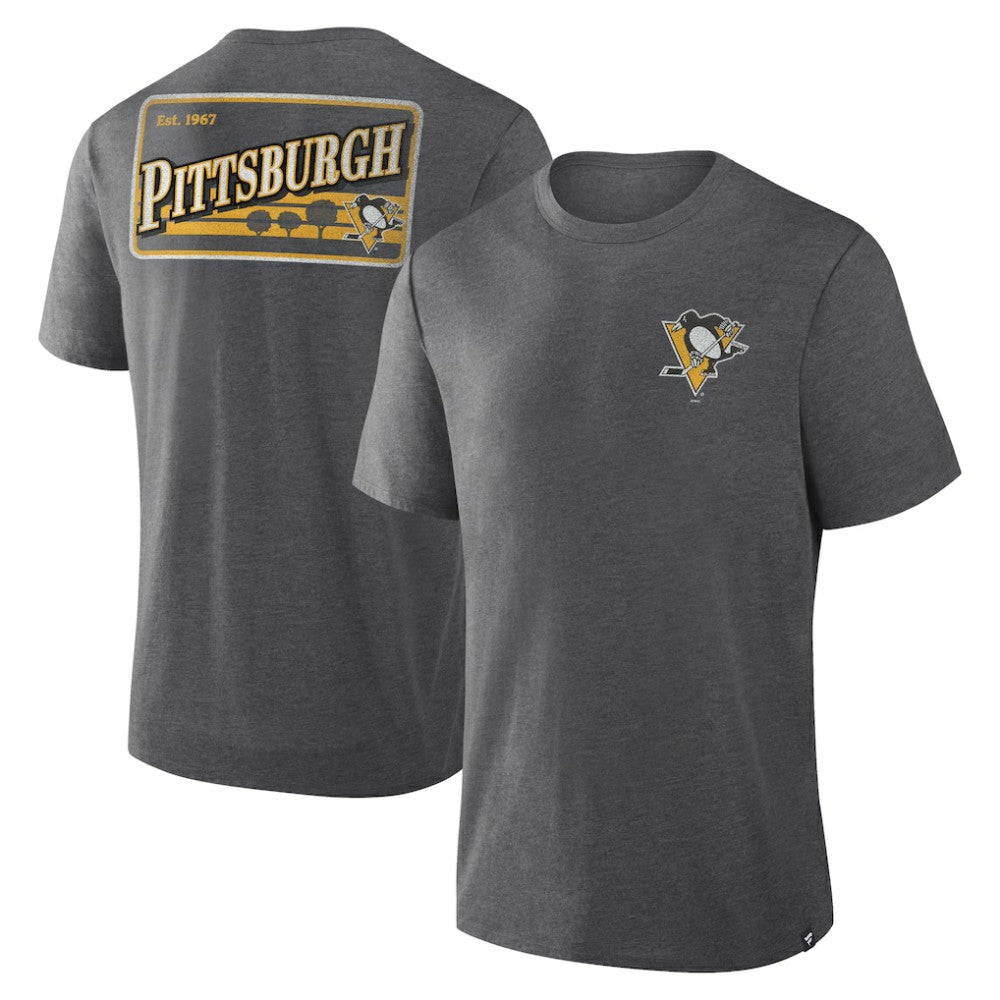 NHL Heather Charcoal Pittsburgh Penguins Fanatics Fan Lanes Tri-Blend T-Shirt