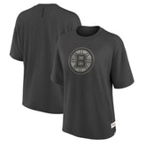 NHL Charcoal Boston Bruins Fanatics Women's Oversized Elements Raw Edge Future Ground T-Shirt