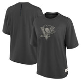 NHL Charcoal Pittsburgh Penguins Fanatics Women's Oversized Elements Raw Edge Future Ground T-Shirt