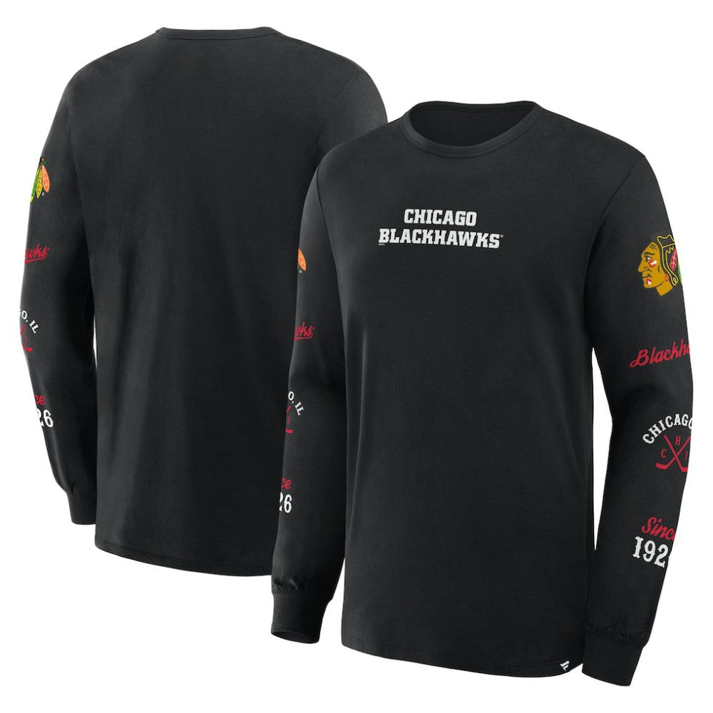 NHL Black Chicago Blackhawks Fanatics Boxed In Legacy Long Sleeve T-Shirt