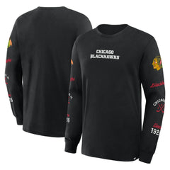 NHL Black Chicago Blackhawks Fanatics Boxed In Legacy Long Sleeve T-Shirt
