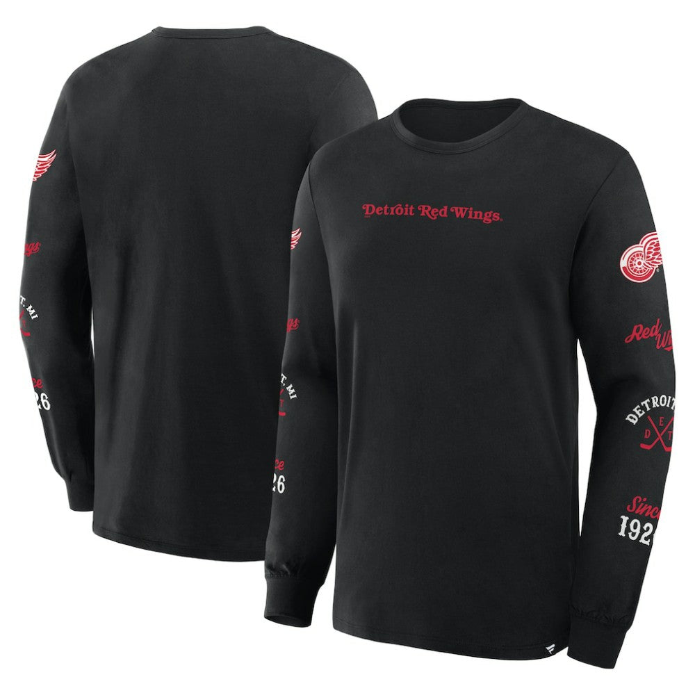 NHL Black Detroit Red Wings Fanatics Boxed In Legacy Long Sleeve T-Shirt