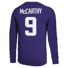 J.J. McCarthy Majestic Threads Name & Number Long Sleeve T-Shirt - Minnesota Vikings