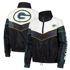 The Wild Collective Women's 1/4 Zip Track Jacket - Green Bay Packers