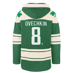NHL Kelly Green Alexander Ovechkin Washington Capitals '47 St. Patrick's Day Player Name & Number Lacer Pullover Hoodie