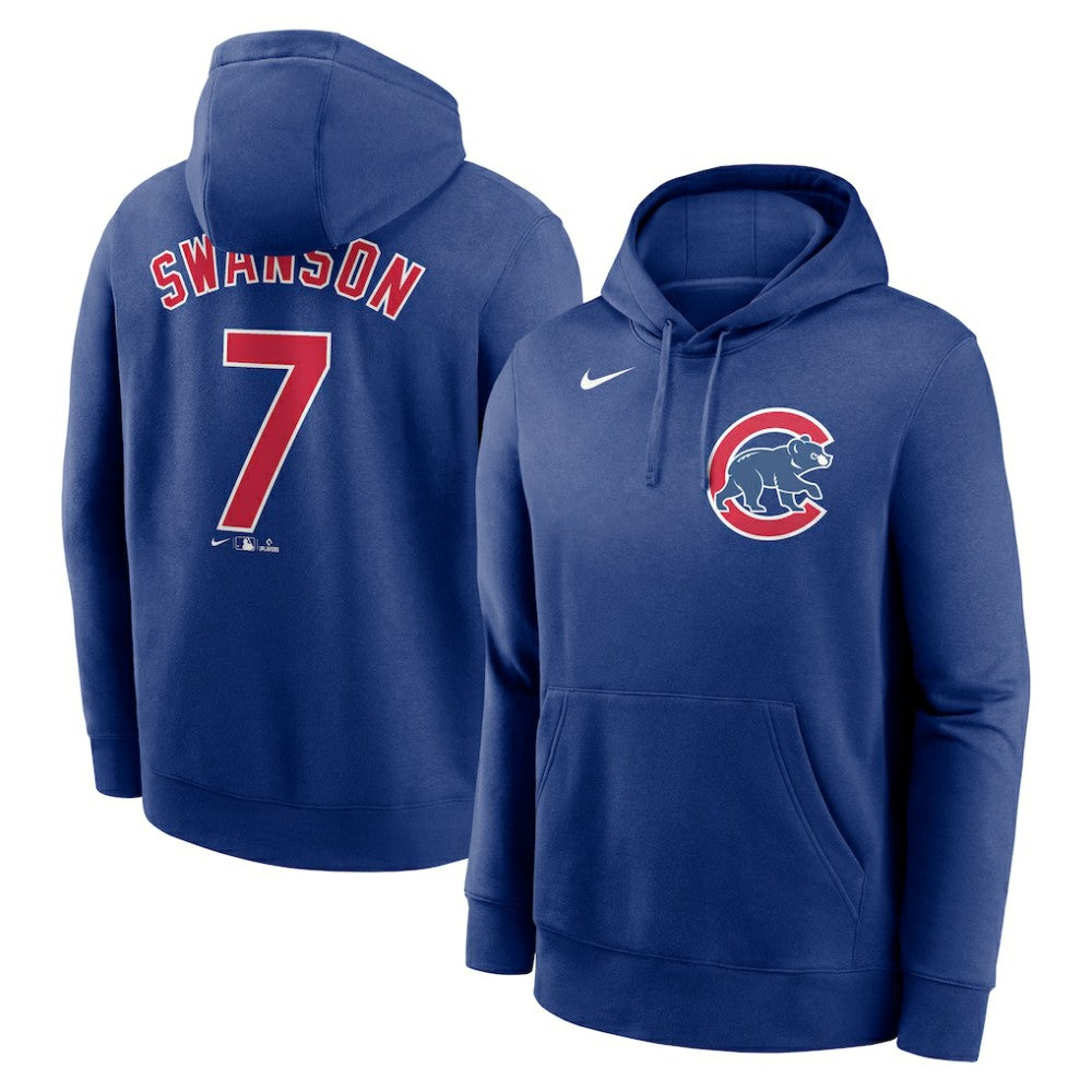 MLB Dansby Swanson Chicago Cubs Nike Player Name & Number Club Pullover Hoodie