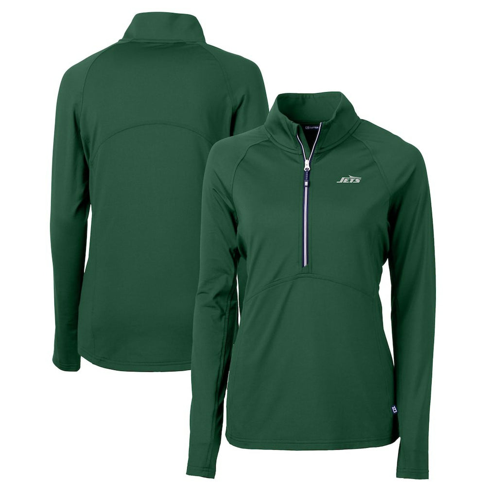Cutter & Buck Women's Primary Logo DryTec Adapt Eco Knit Stretch Recycled Raglan Half-Zip Top - New York Jets