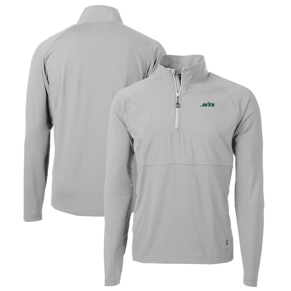 Cutter & Buck Primary Logo Adapt Eco Knit Hybrid Recycled Raglan Quarter-Zip Top - New York Jets