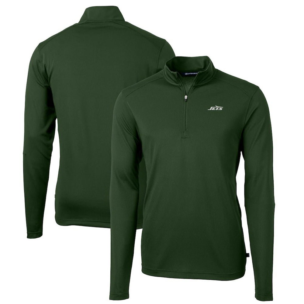 Cutter & Buck Primary Logo Virtue Eco Pique Recycled Quarter-Zip Pullover Top - New York Jets