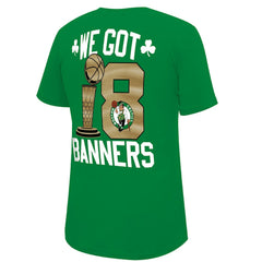 NBA Boston Celtics Stadium Essentials 2024 NBA Finals Champions 18 Banners T-Shirt - Kelly Green discount