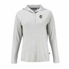 MLB Minnesota Twins Cutter & Buck Women's Coastline Epic Comfort Eco Recycled Raglan Long Sleeve Hoodie T-Shirt