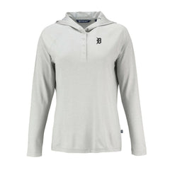 MLB Detroit Tigers Cutter & Buck Women's Coastline Epic Comfort Eco Recycled Raglan Long Sleeve Hoodie T-Shirt