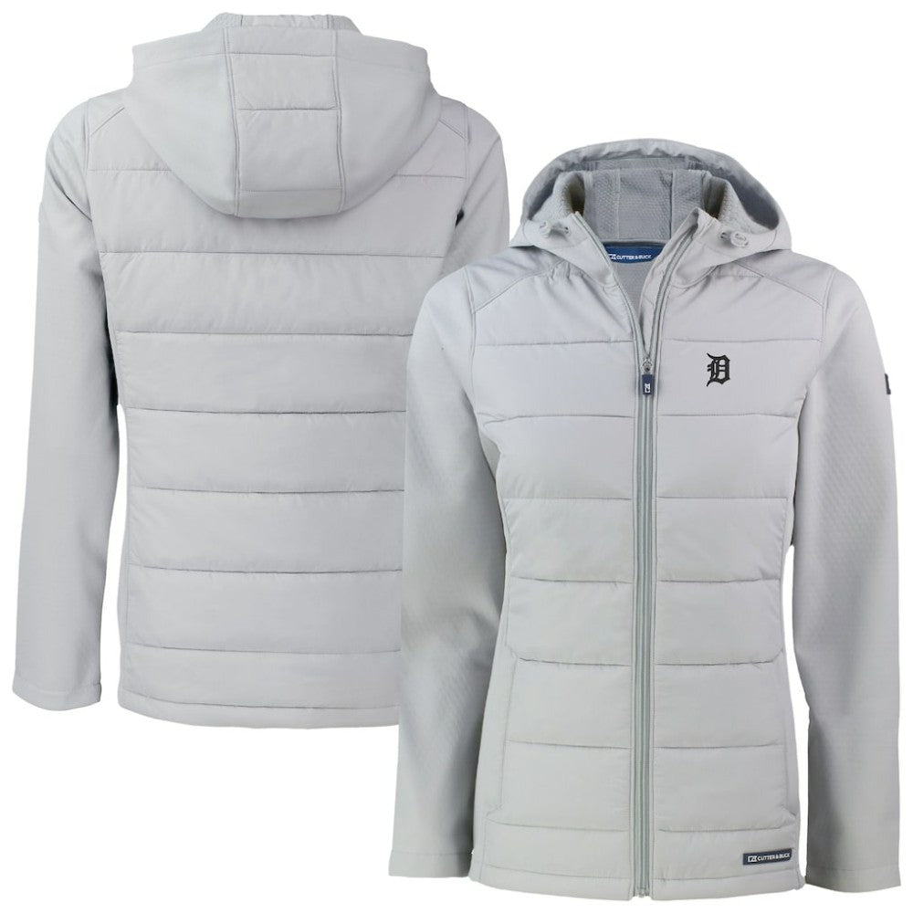 MLB Detroit Tigers Cutter & Buck Women's Evoke Hybrid Eco Softshell Recycled Full-Zip Hooded Jacket