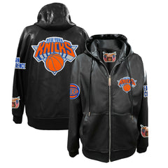 NBA New York Knicks Jeff Hamilton Vegan Leather Full-Zip Hoodie