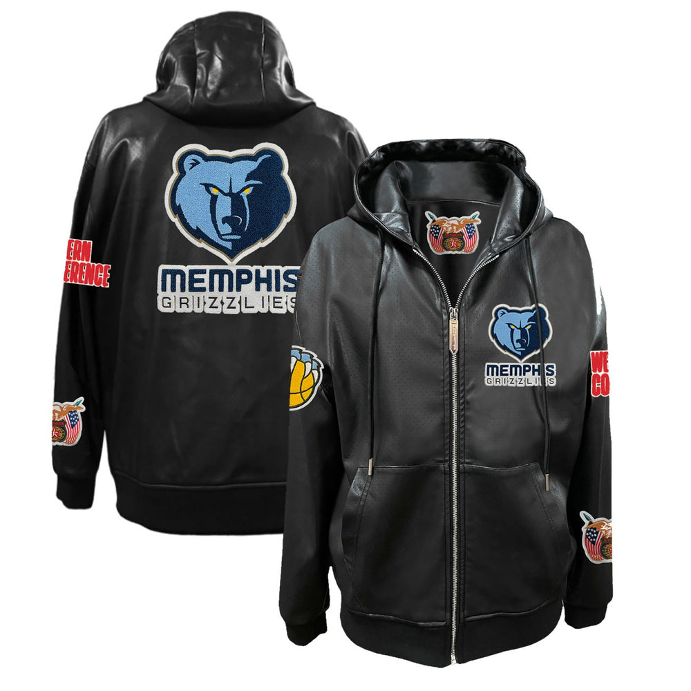 NBA Memphis Grizzlies Jeff Hamilton Vegan Leather Full-Zip Hoodie