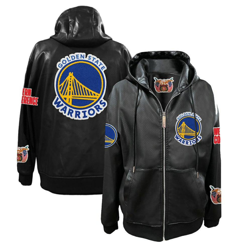 NBA Golden State Warriors Jeff Hamilton Vegan Leather Full-Zip Hoodie sale