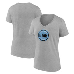 NHL Heather Gray Utah Mammoth Fanatics Women's Draft Logo V-Neck T-Shirt