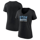 NHL Black Utah Mammoth Fanatics Women's Secondary Logo V-Neck T-Shirt