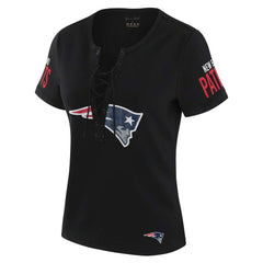 WEAR by Erin Andrews x Gracie Hunt Women's Draft Me Lace-Up T-Shirt - New England Patriots