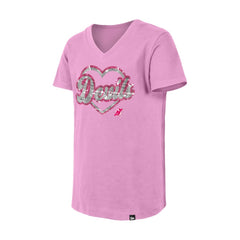 NHL Pink New Jersey Devils New Era Girl's Youth Flip Sequin V-Neck T-Shirt
