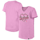 NHL Pink Chicago Blackhawks New Era Girl's Youth Flip Sequin V-Neck T-Shirt