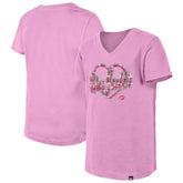 NHL Pink Columbus Blue Jackets New Era Girl's Youth Flip Sequin V-Neck T-Shirt