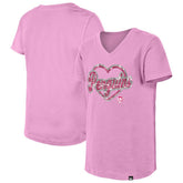 NHL Pink Pittsburgh Penguins New Era Girl's Youth Flip Sequin V-Neck T-Shirt
