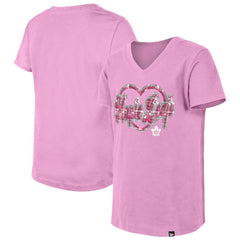 NHL Pink Toronto Maple Leafs New Era Girl's Youth Flip Sequin V-Neck T-Shirt