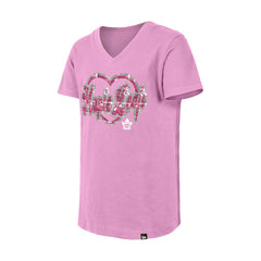 NHL Pink Toronto Maple Leafs New Era Girl's Youth Flip Sequin V-Neck T-Shirt