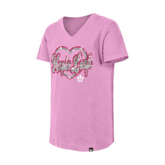 NHL Pink Toronto Maple Leafs New Era Girl's Youth Flip Sequin V-Neck T-Shirt