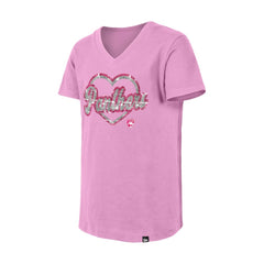 NHL Pink Florida Panthers New Era Girl's Youth Flip Sequin V-Neck T-Shirt