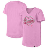 NHL Pink Boston Bruins New Era Girl's Youth Flip Sequin V-Neck T-Shirt