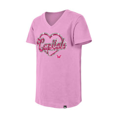 NHL Pink Washington Capitals New Era Girl's Youth Flip Sequin V-Neck T-Shirt