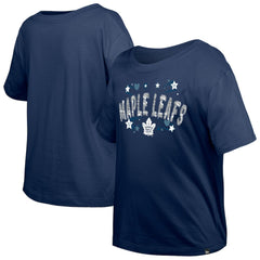 NHL Navy Toronto Maple Leafs New Era Girl's Youth Flip Sequin T-Shirt