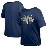 NHL Navy Nashville Predators New Era Girl's Youth Flip Sequin T-Shirt