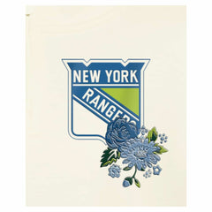NHL Cream New York Rangers New Era Women's Glam Game Quarter-Zip Cropped Floral Hoodie Pullover