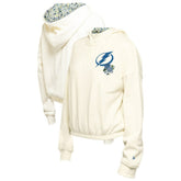 NHL Cream Tampa Bay Lightning New Era Women's Glam Game Quarter-Zip Cropped Floral Hoodie Pullover