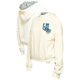 NHL Cream Vegas Golden Knights New Era Women's Glam Game Quarter-Zip Cropped Floral Hoodie Pullover