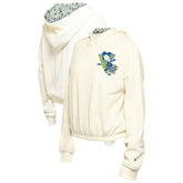 NHL Cream Pittsburgh Penguins New Era Women's Glam Game Quarter-Zip Cropped Floral Hoodie Pullover