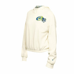 NHL Cream Carolina Hurricanes New Era Women's Glam Game Quarter-Zip Cropped Floral Hoodie Pullover