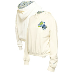 NHL Cream Colorado Avalanche New Era Women's Glam Game Quarter-Zip Cropped Floral Hoodie Pullover