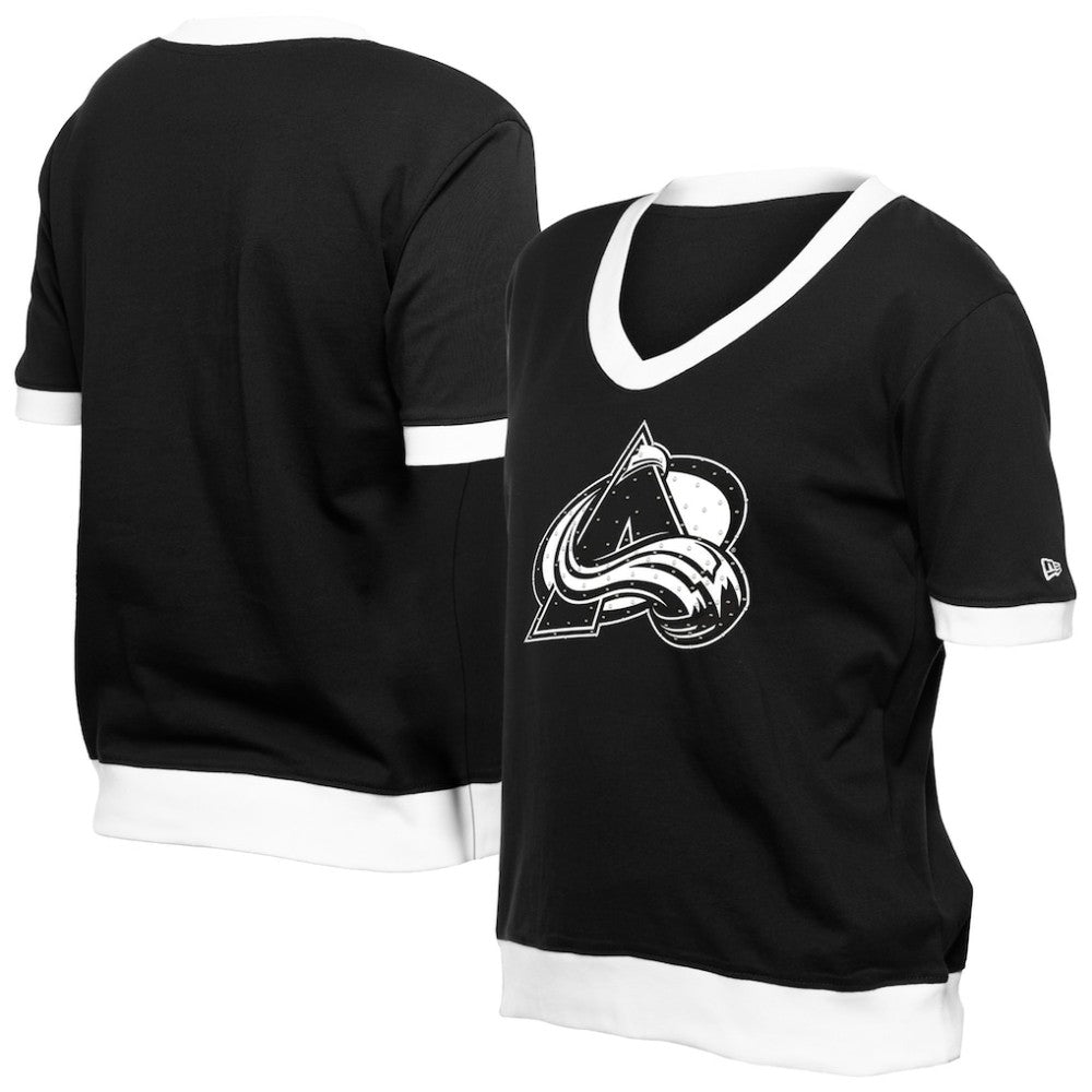 NHL Black Colorado Avalanche New Era Women's Game Day Rhinestuds T-Shirt