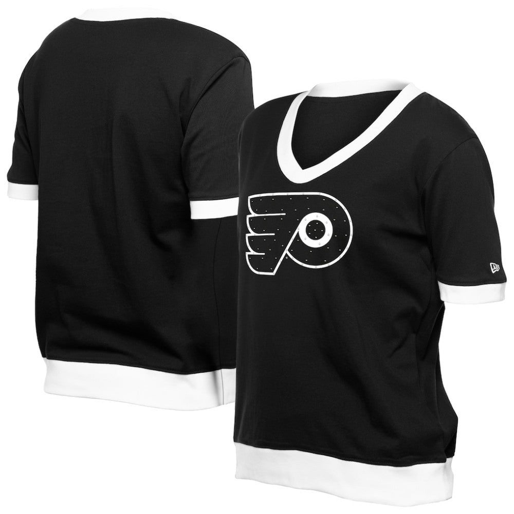 NHL Black Philadelphia Flyers New Era Women's Game Day Rhinestuds T-Shirt