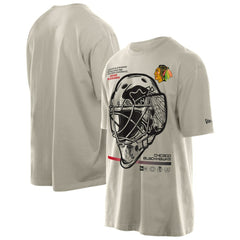 NHL Tan Chicago Blackhawks New Era Goalie Mask T-Shirt