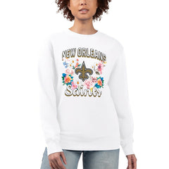 G-III 4Her by Carl Banks Women's Flower Logo Graphic Fleece Pullover Sweatshirt - New Orleans Saints
