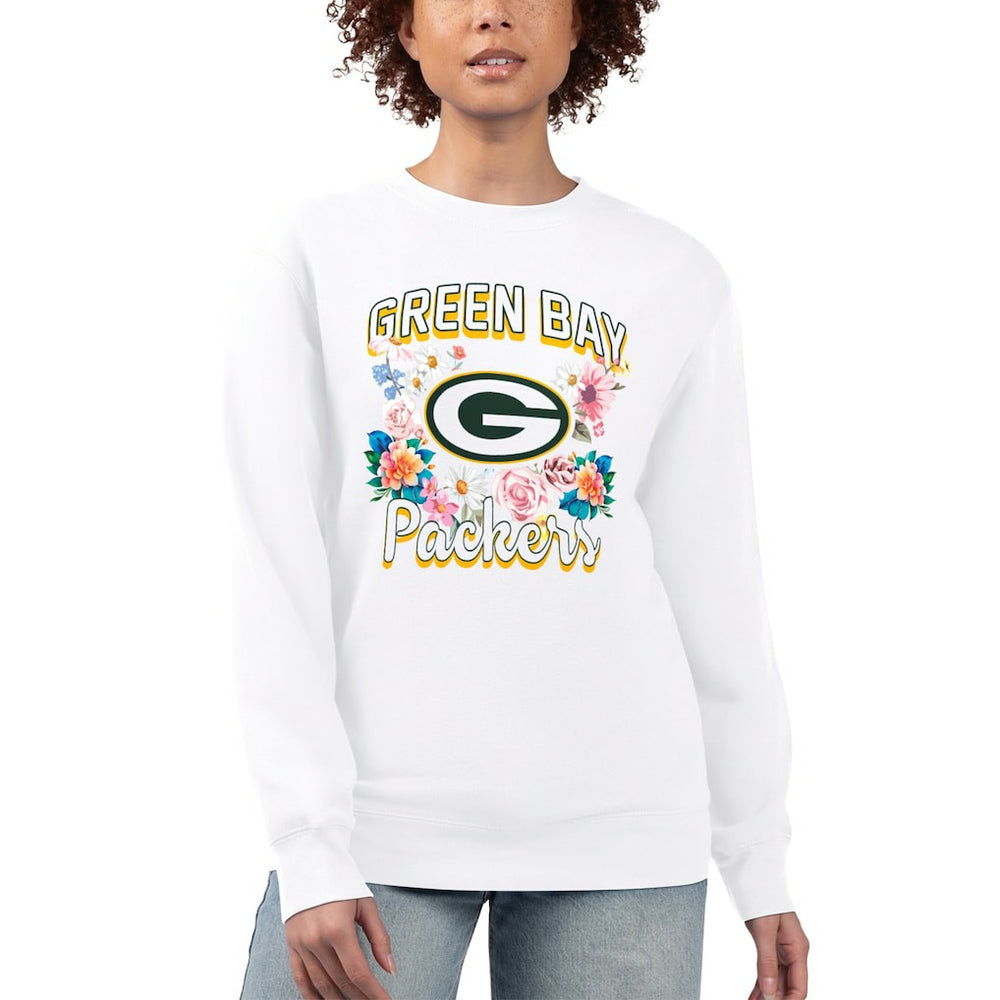 G-III 4Her by Carl Banks Women's Flower Logo Graphic Fleece Pullover Sweatshirt - Green Bay Packers