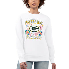 G-III 4Her by Carl Banks Women's Flower Logo Graphic Fleece Pullover Sweatshirt - Green Bay Packers
