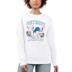 G-III 4Her by Carl Banks Women's Flower Logo Graphic Fleece Pullover Sweatshirt - Detroit Lions
