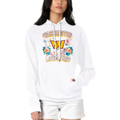 G-III 4Her by Carl Banks Women's Flowers Team Logo Graphic Fleece Pullover Hoodie - Washington Commanders