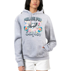 G-III 4Her by Carl Banks Women's Flowers Team Logo Graphic Fleece Pullover Hoodie - Philadelphia Eagles